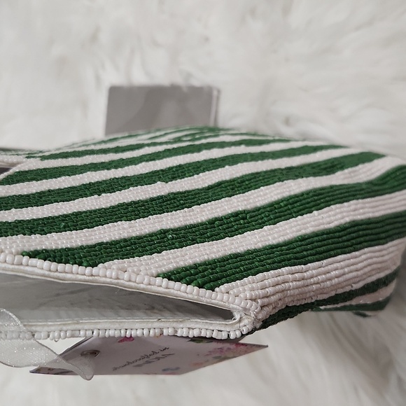 🔹️Made In india Viral Beaded Martini Green Striped Beaded Hancrafted Bag - Picture 7 of 10